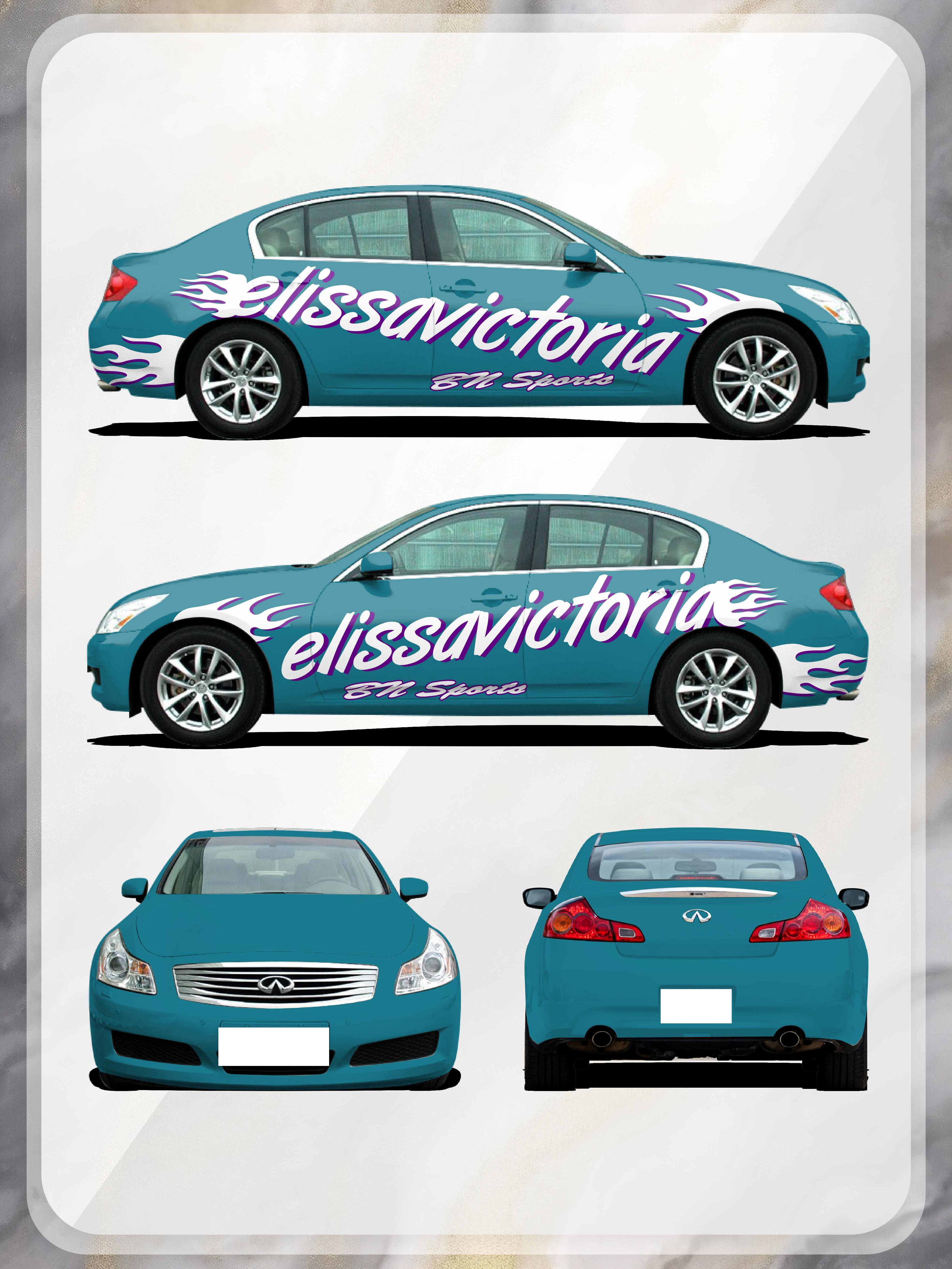 Blue Carved Latte Art Customized Car Vinyl Wrap