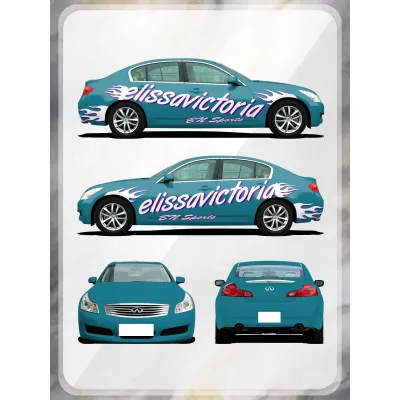 Blue Carved Latte Art Customized Car Vinyl Wrap 01