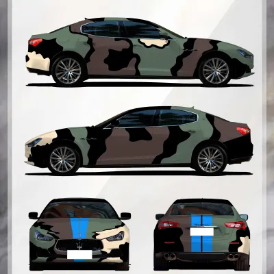 Camouflage Customized Car Vinyl Wrap 01