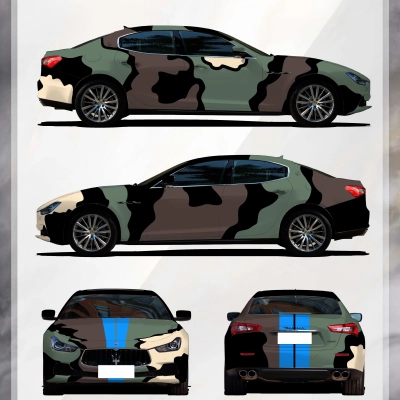 Camouflage Customized Car Vinyl Wrap 01