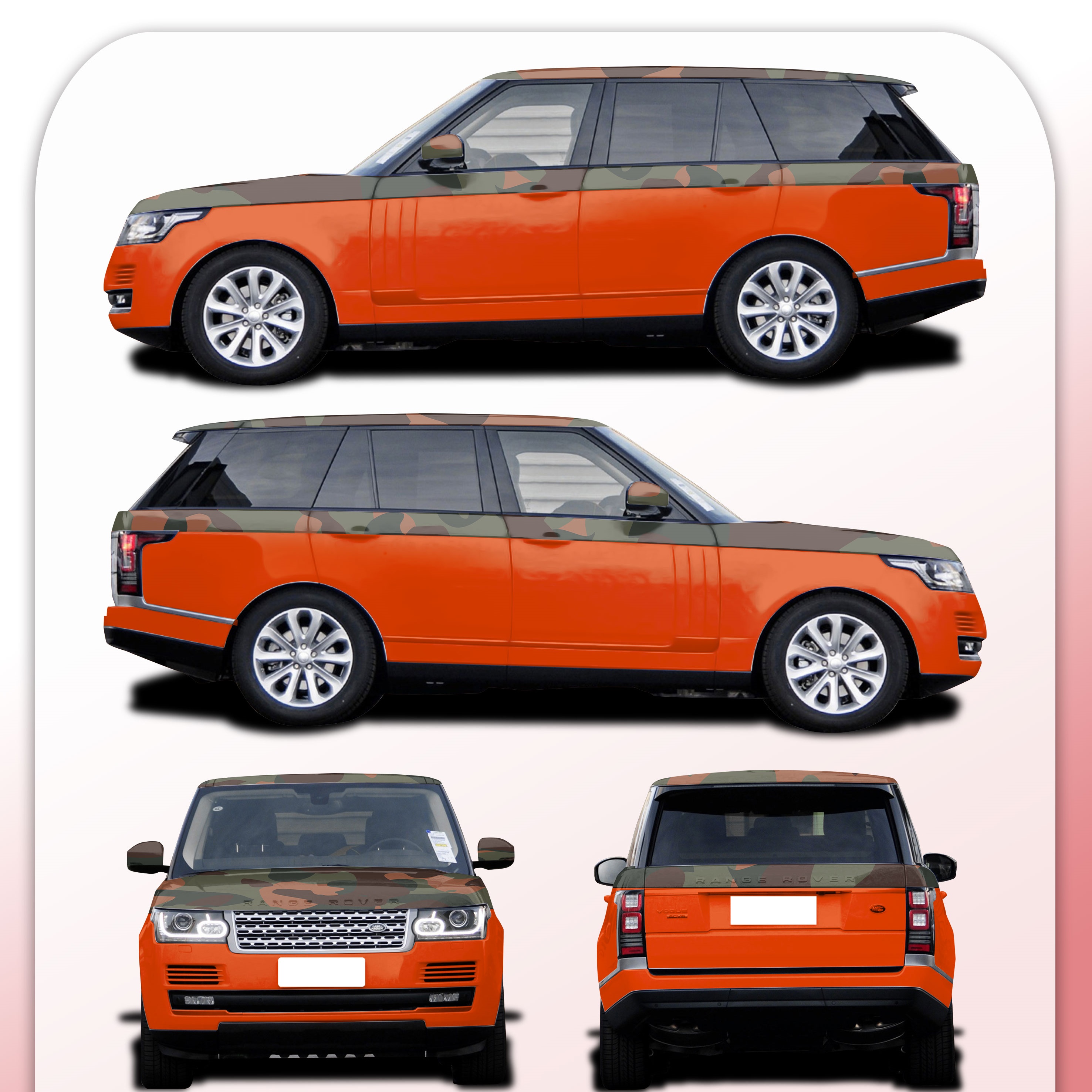 Orange Camouflage Customized Car Vinyl Wrap