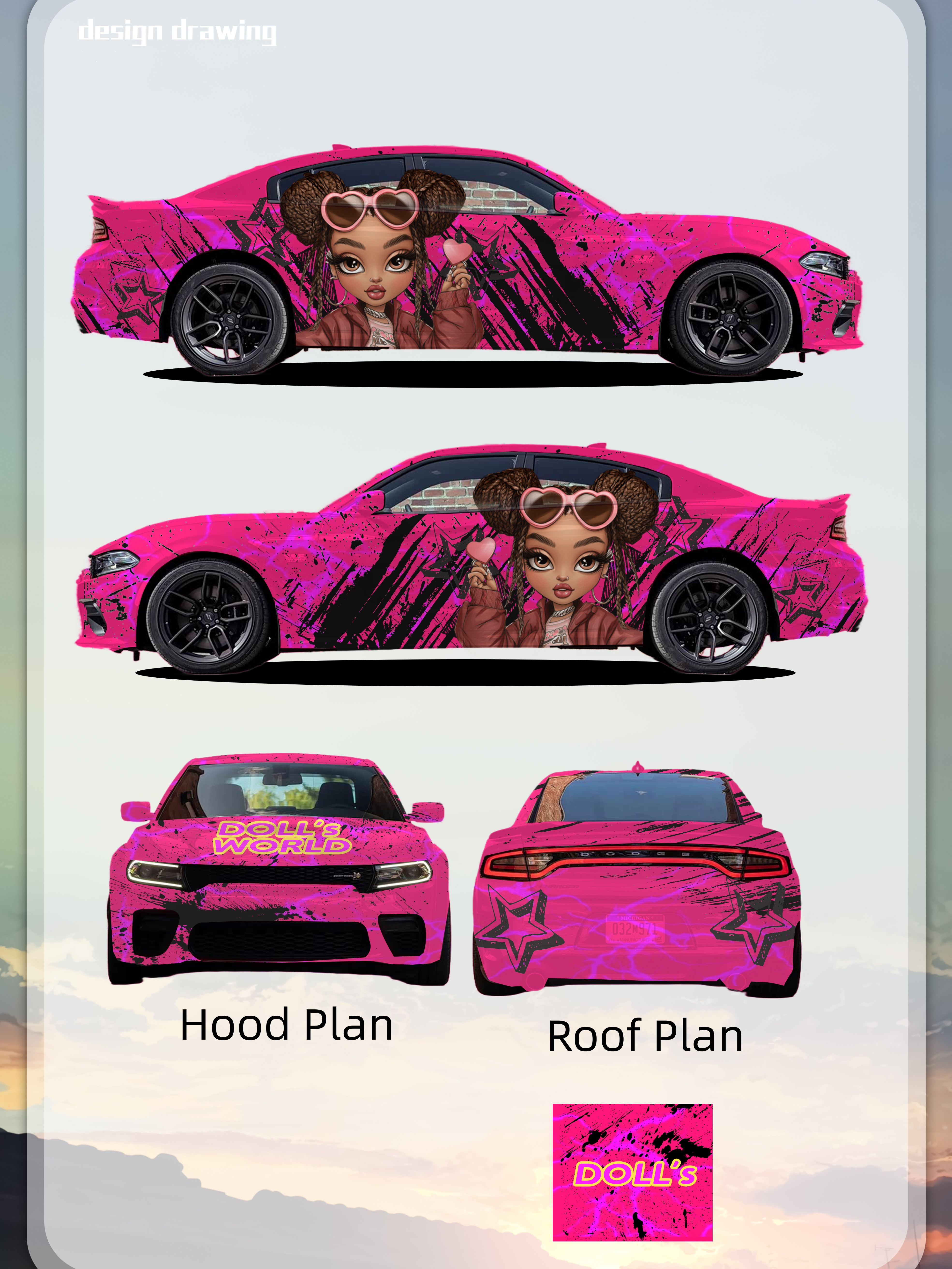 Trendy Cool Girl Customized Car Vinyl Wrap