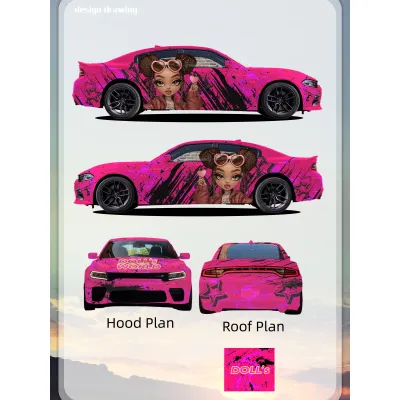 Trendy Cool Girl Customized Car Vinyl Wrap 01