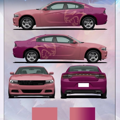 Gradient Color Customized Car Vinyl Wrap 01