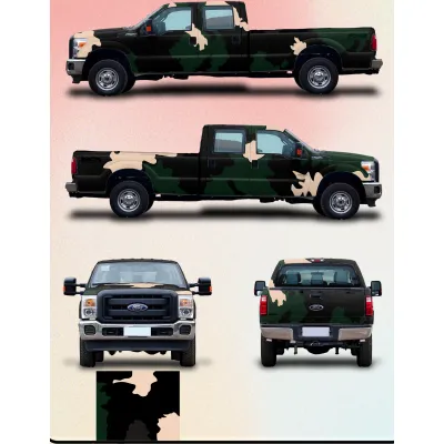 Military Green Camouflage Customized Car Vinyl Wrap 01