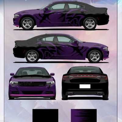 Hellcat Purple Black Custom Car Vinyl Wrap 01