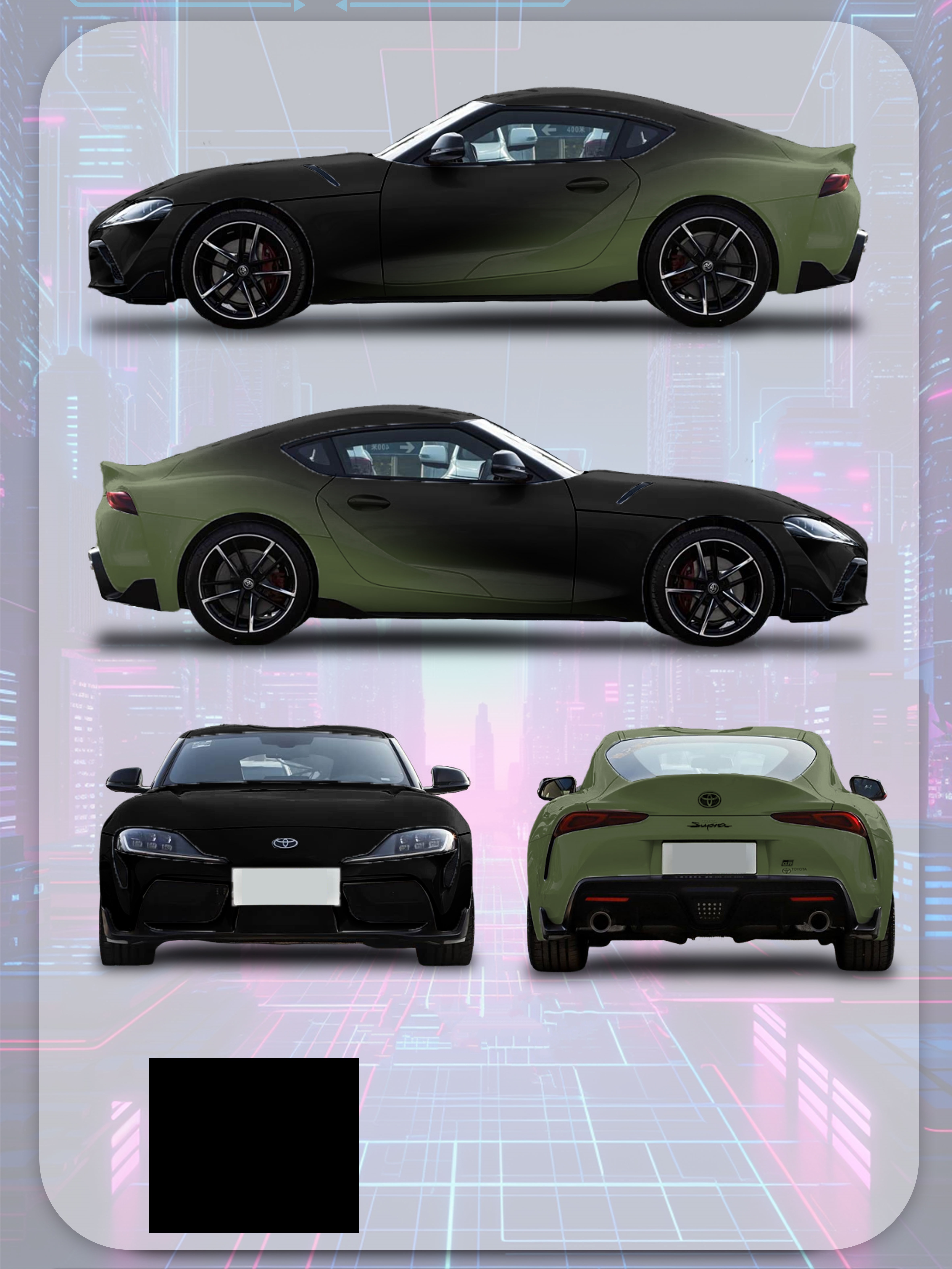Military Green And Black Gradient Customized Car Vinyl Wrap