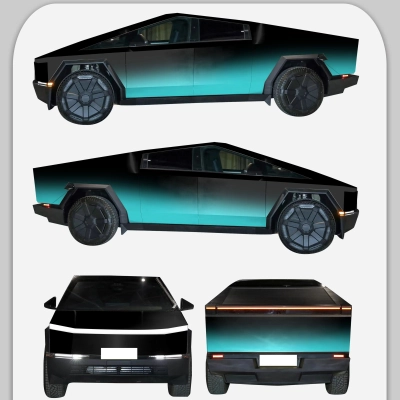 Blue-Black Gradient Customized Car Vinyl Wrap 01