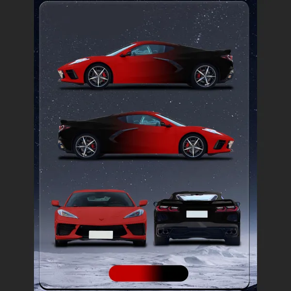 Black To Red Gradient Customized Car Vinyl Wrap