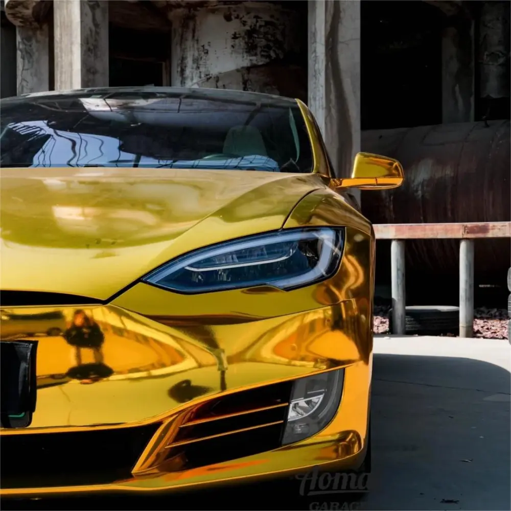 Chrome Mirror Gold Car Vinyl Wrap