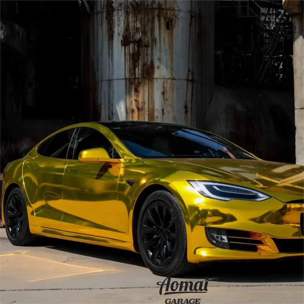 Chrome Mirror Gold Car Vinyl Wrap