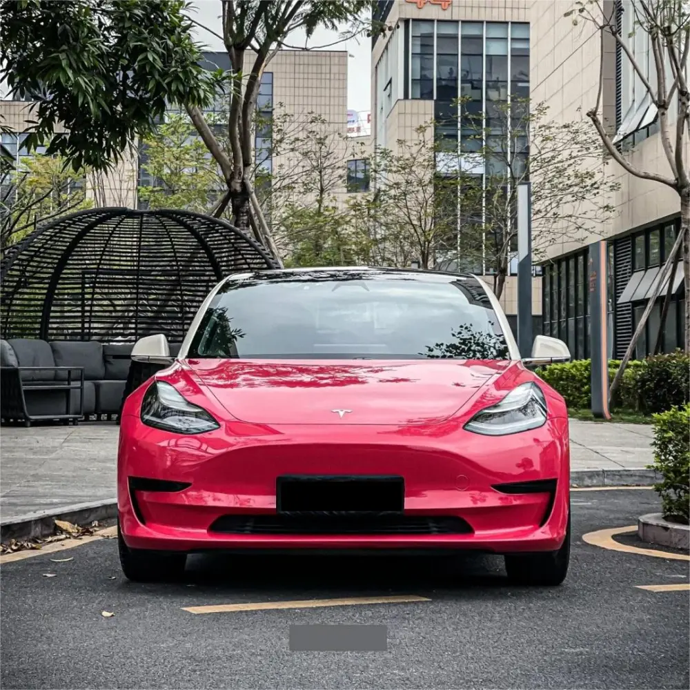 Tesla Glossy Strawberry Red Car Vinyl Wrap