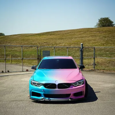 Laser Pink To Blue Gradient Custom Vinyl Wrap 02