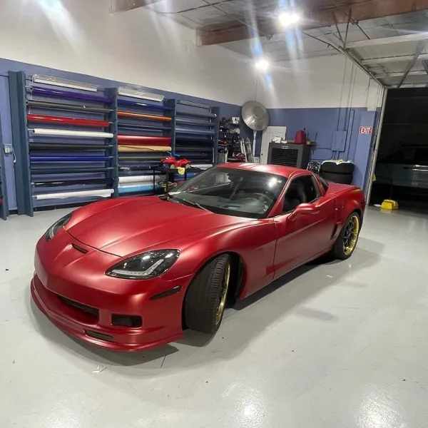 Matte Metallic Red Car Vinyl Wrap