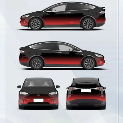 Red And Black Gradient Customized Car Vinyl Wrap 01