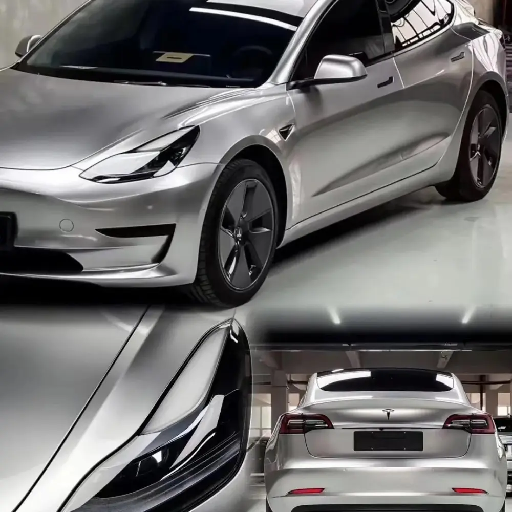 PET Benz Gloss Metallic GT Silver Car Vinyl Wrap