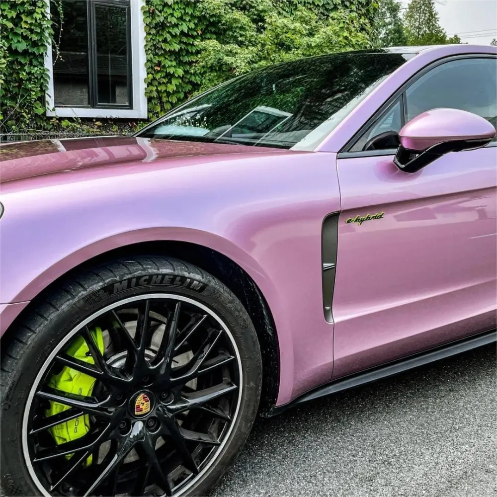 Porsche BMW Tesla  Benz Gloss PET Bentley Passion Pink Car Vinyl Wrap