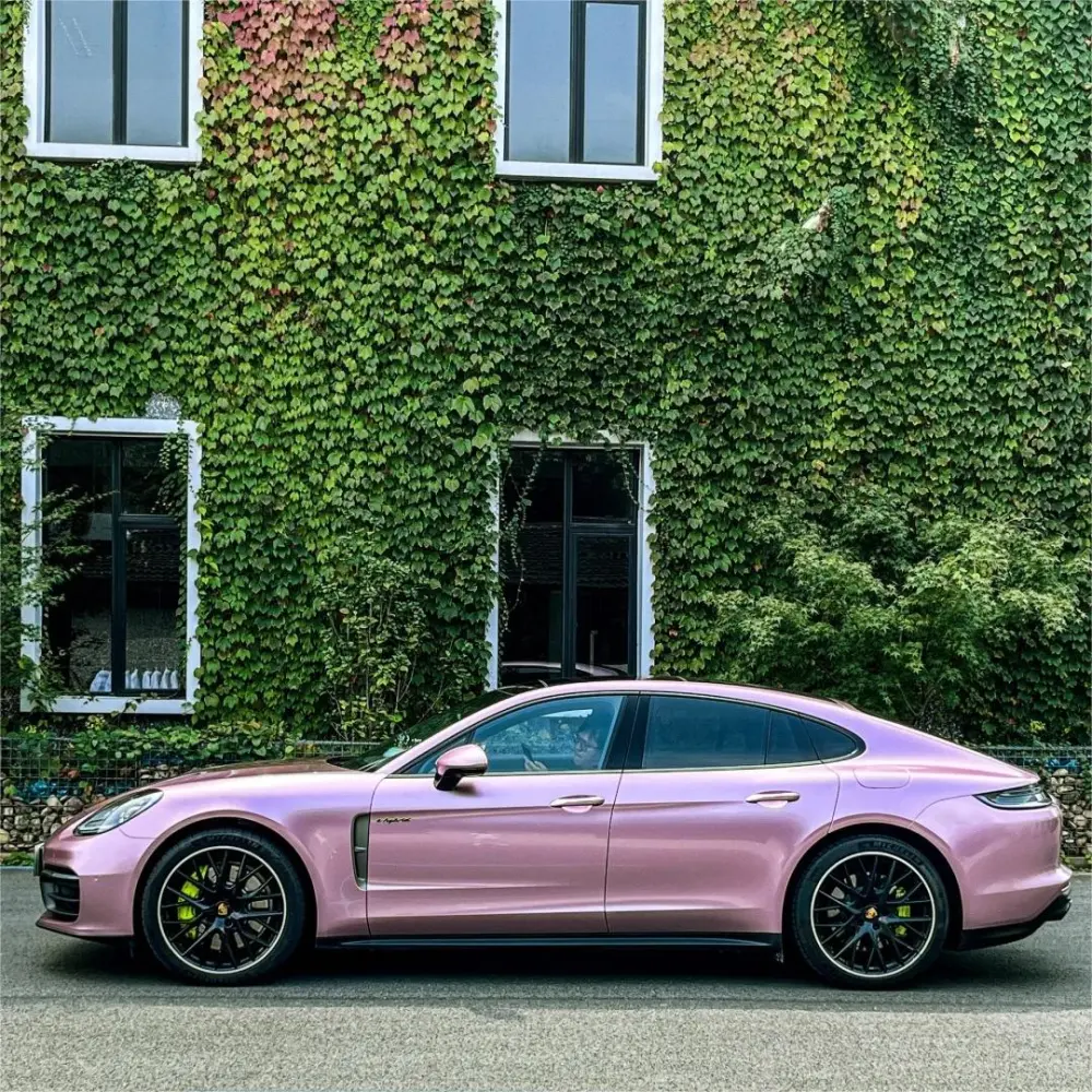 Porsche BMW Tesla  Benz Gloss PET Bentley Passion Pink Car Vinyl Wrap