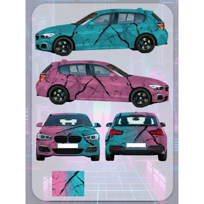 Pink And Blue Marble Gradient Customized Car Vinyl Wrap 01