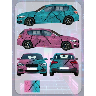 Pink And Blue Marble Gradient Customized Car Vinyl Wrap 01