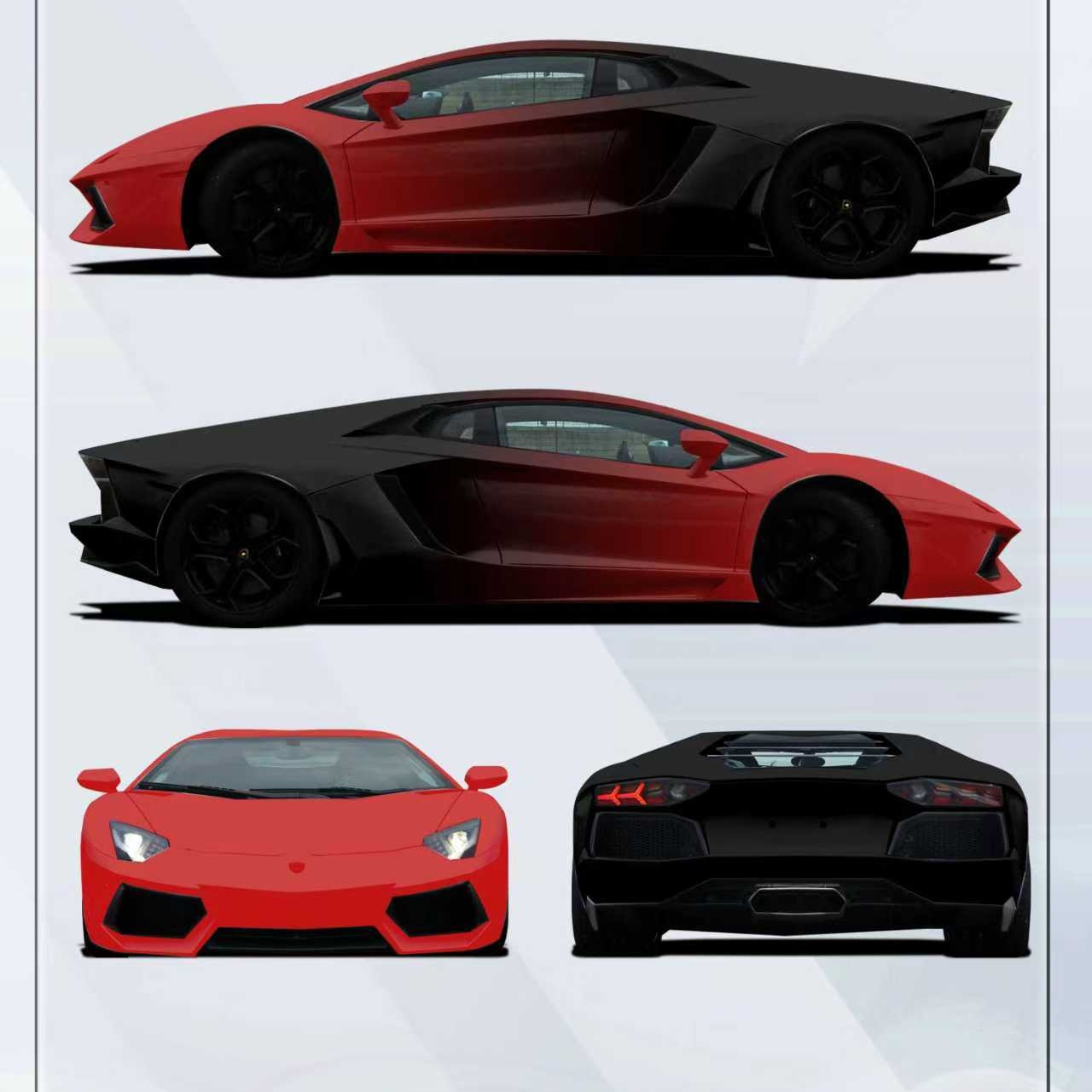 Red Black Gradient Customized Car Vinyl Wrap