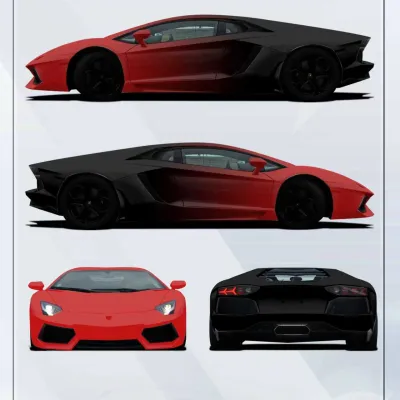 Red Black Gradient Customized Car Vinyl Wrap 01