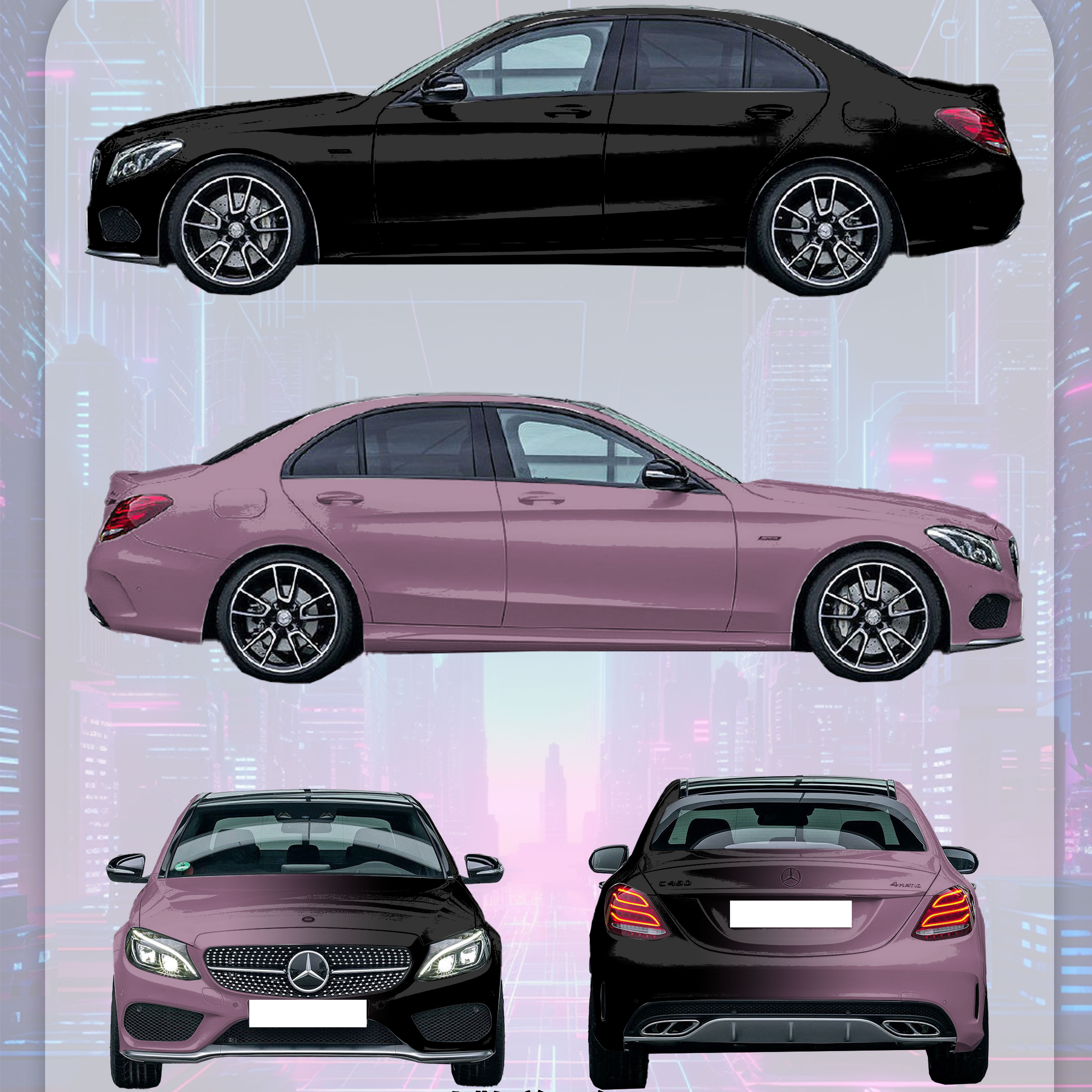 Oolong Milk Tea - Black Gradient Customized Car Vinyl Wrap