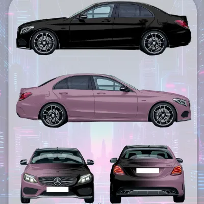 Oolong Milk Tea - Black Gradient Customized Car Vinyl Wrap 01