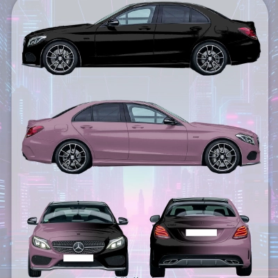 Oolong Milk Tea - Black Gradient Customized Car Vinyl Wrap 01