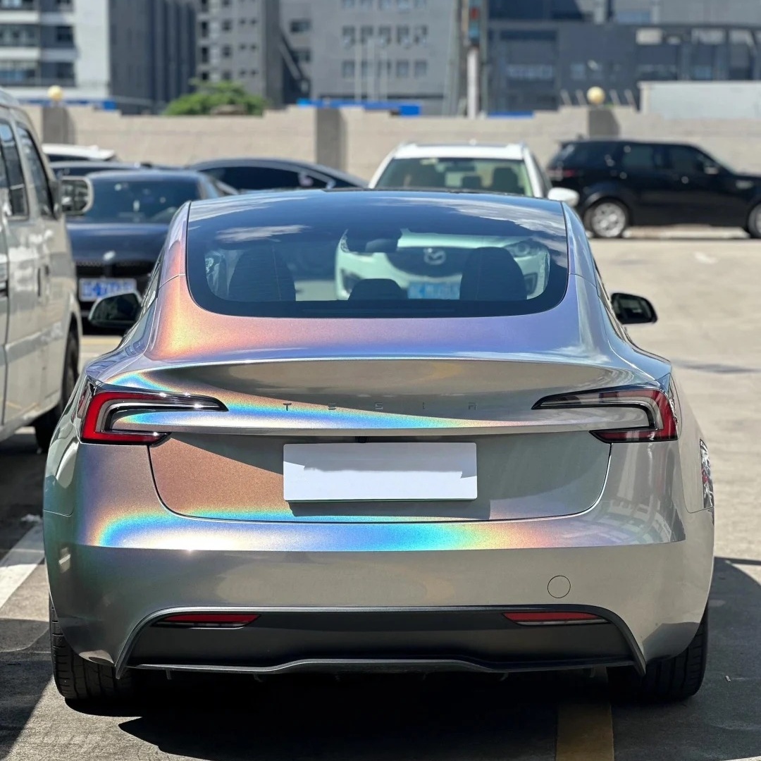 Glossy Laser Silver Car Vinyl Wrap