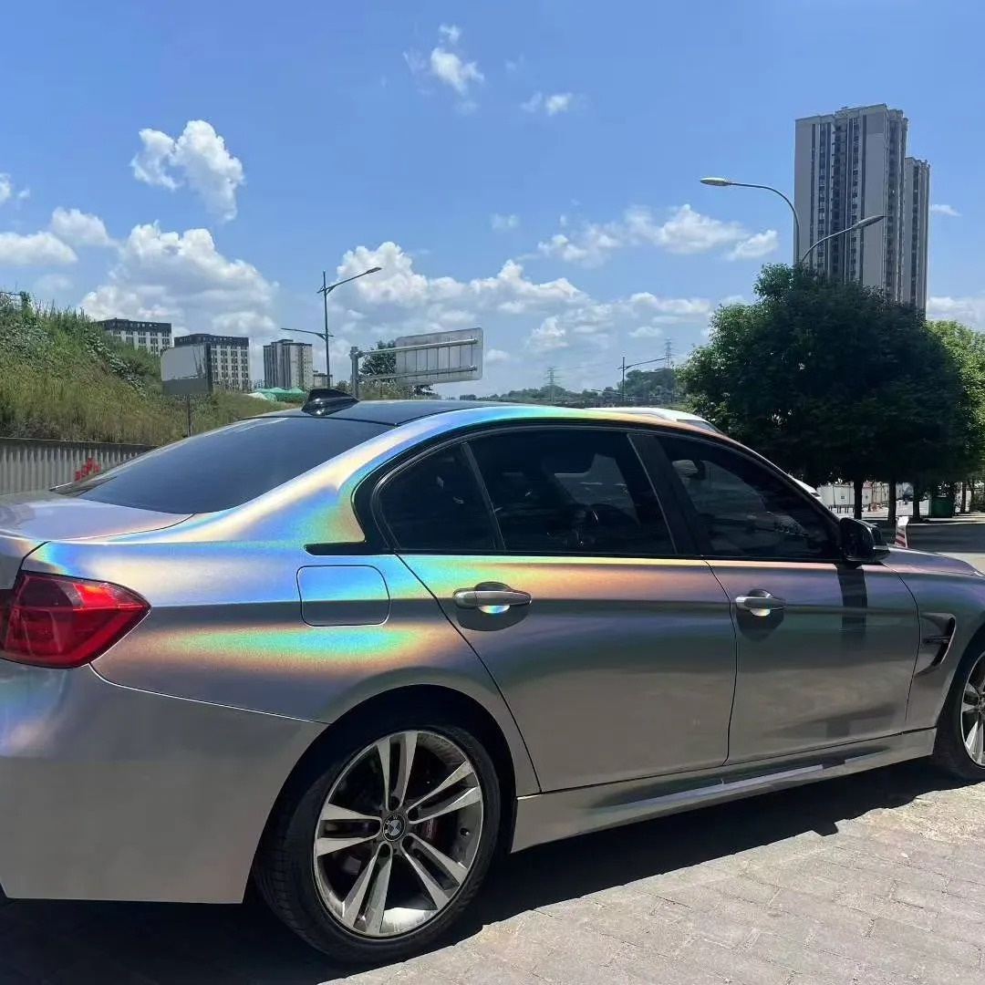 Glossy Laser Silver Car Vinyl Wrap