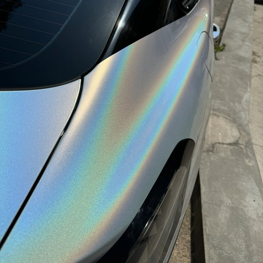 Glossy Laser Silver Car Vinyl Wrap