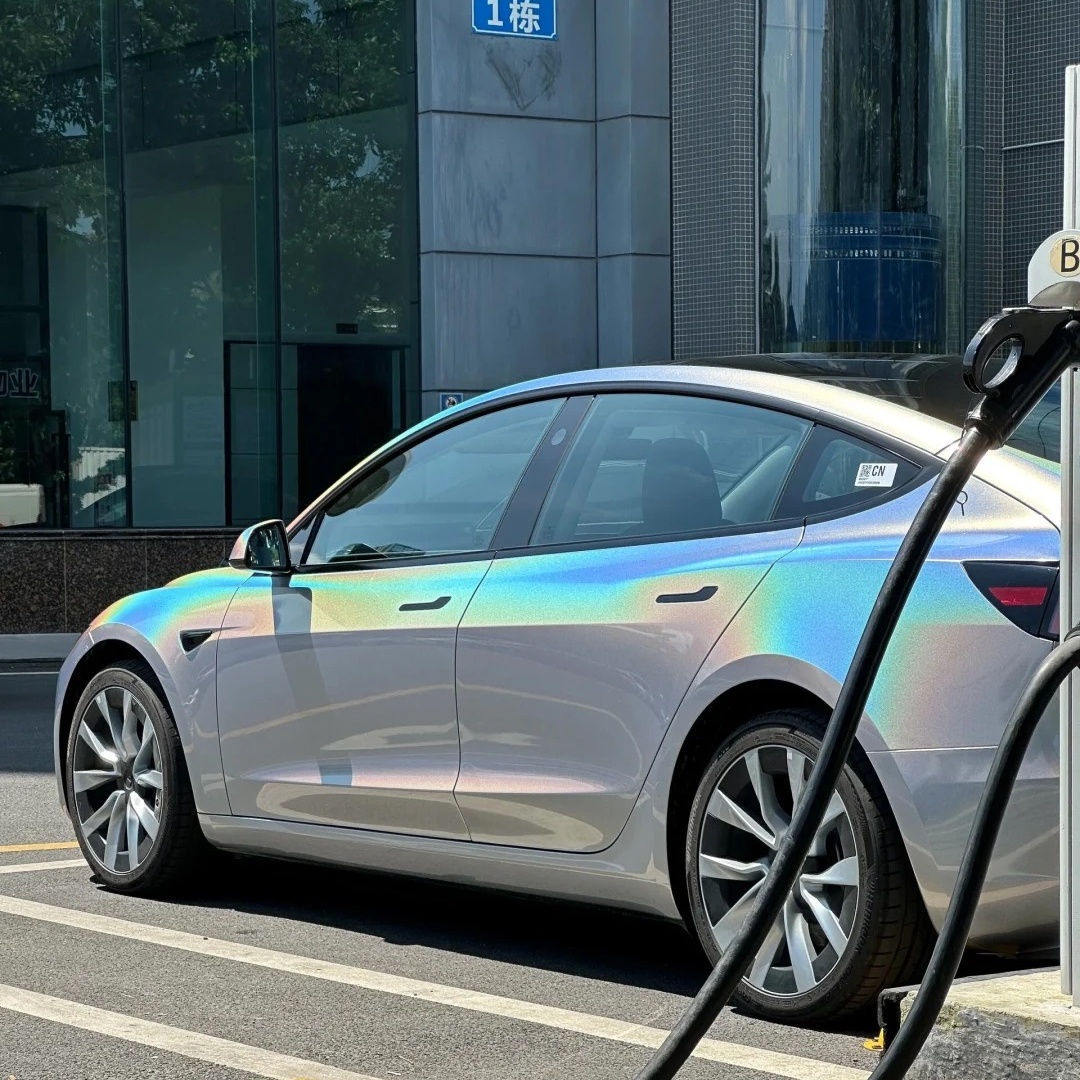 Glossy Laser Silver Car Vinyl Wrap