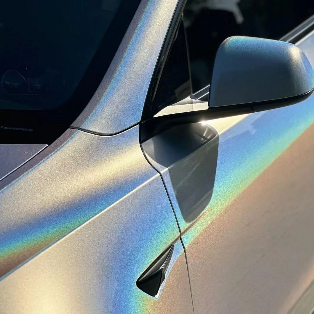 Glossy Laser Silver Car Vinyl Wrap