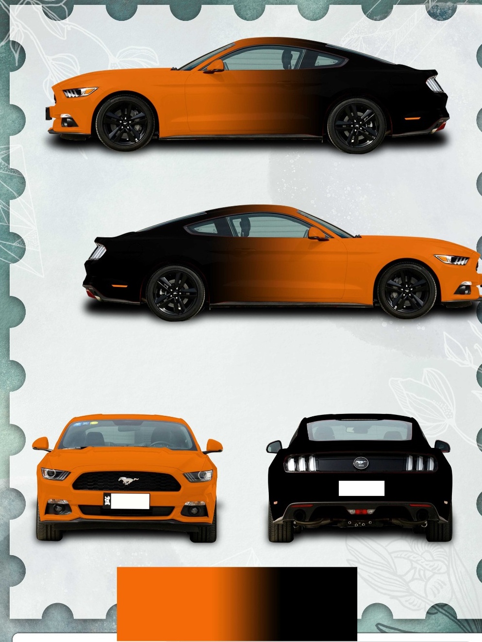 Orange-Black Gradient Customized Car Vinyl Wrap