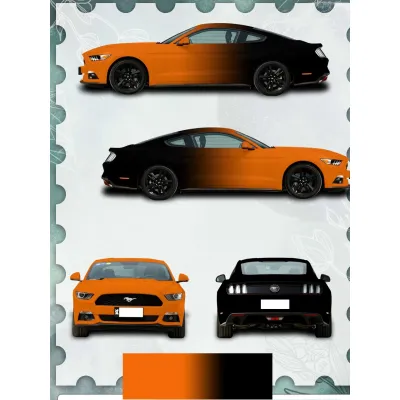 Orange-Black Gradient Customized Car Vinyl Wrap 01