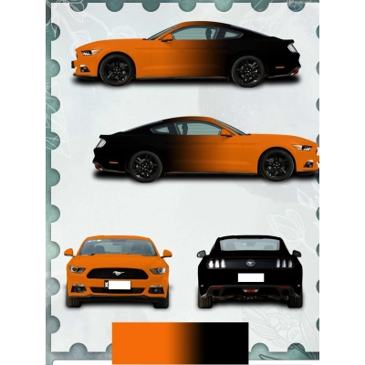 Orange-Black Gradient Customized Car Vinyl Wrap 01