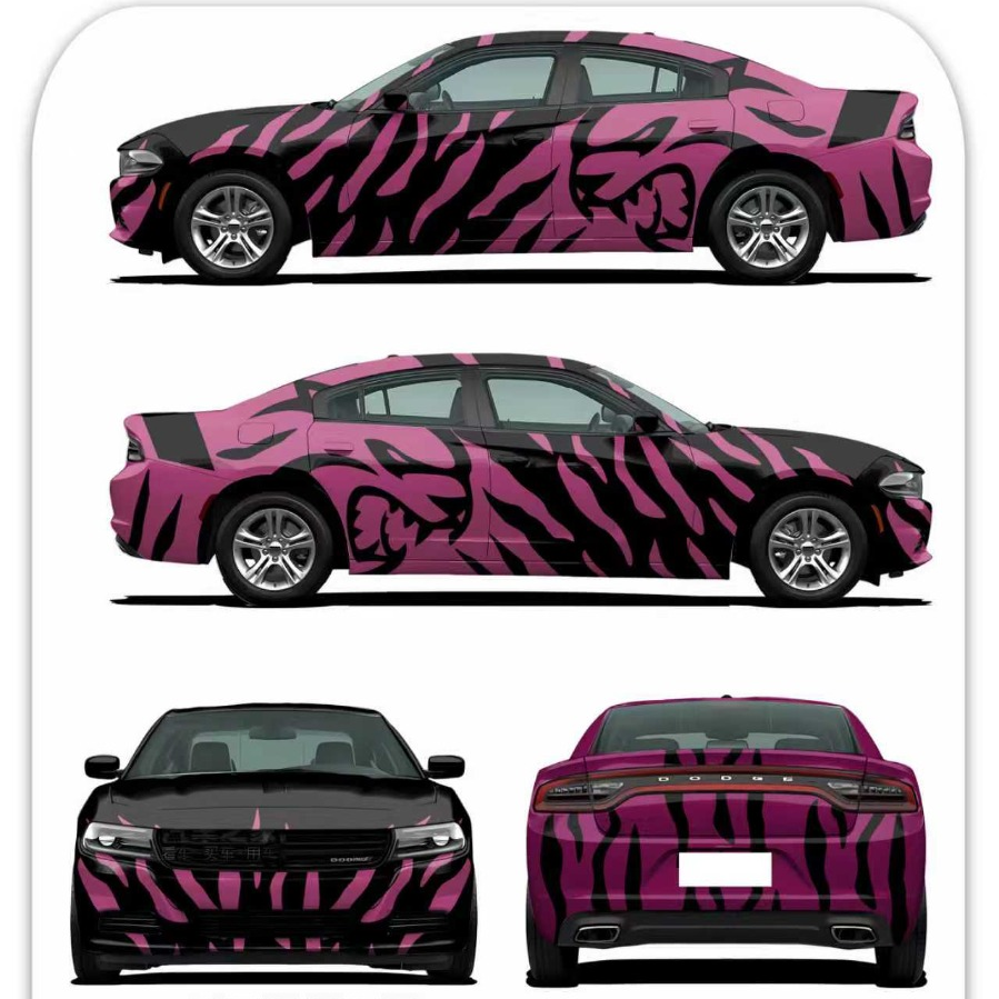 Pink Flame Zebra Customized Car Vinyl Wrap