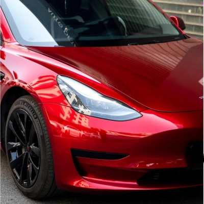 Gloss Metallic Cherry Red Car Vinyl Wrap 02