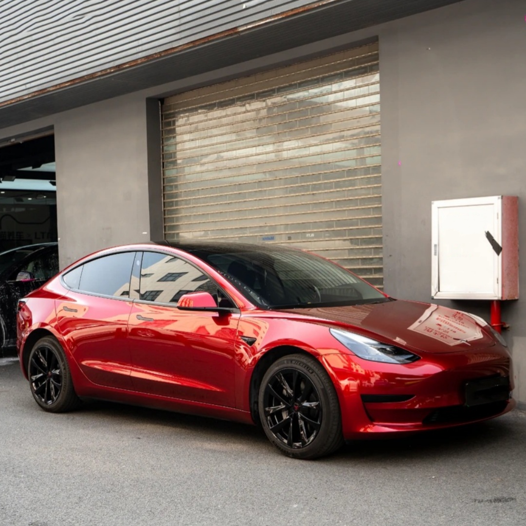 Gloss Metallic Cherry Red Car Vinyl Wrap