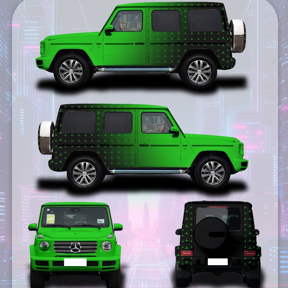 Green Mercedes Customized Car Vinyl Wrap