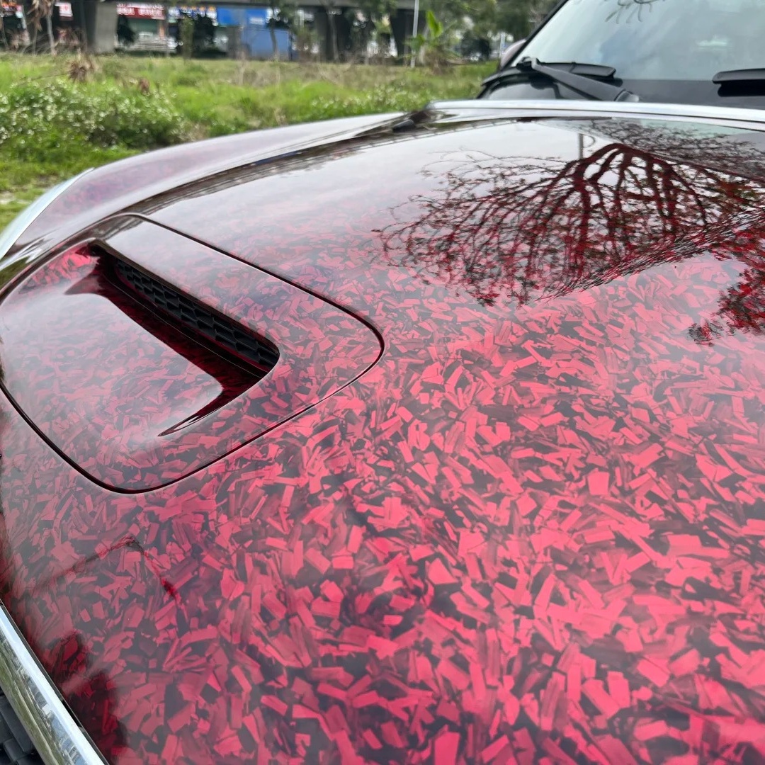 TPU Flower Carbon Red Paint Protection Film