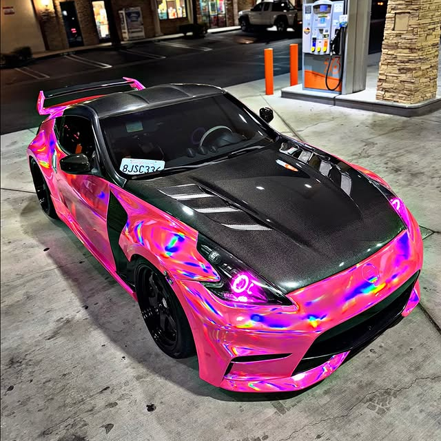 Gloss Pink Holographic Chrome Laser Car Vinyl Wrap