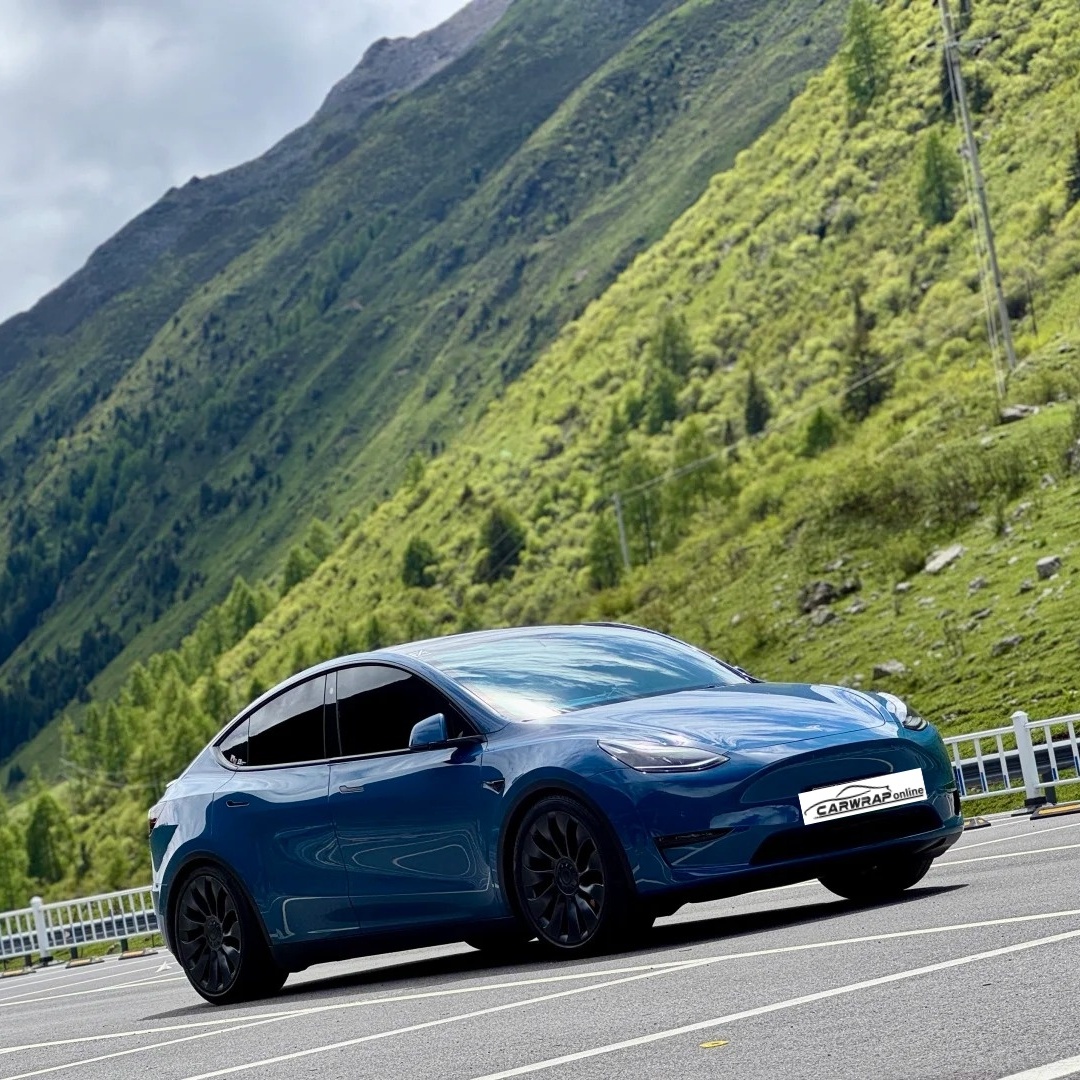 Porsche Gloss Neptune Blue Car Vinyl Wrap