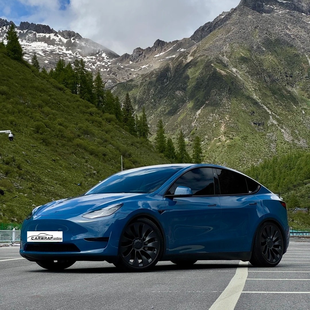 Porsche Gloss Neptune Blue Car Vinyl Wrap