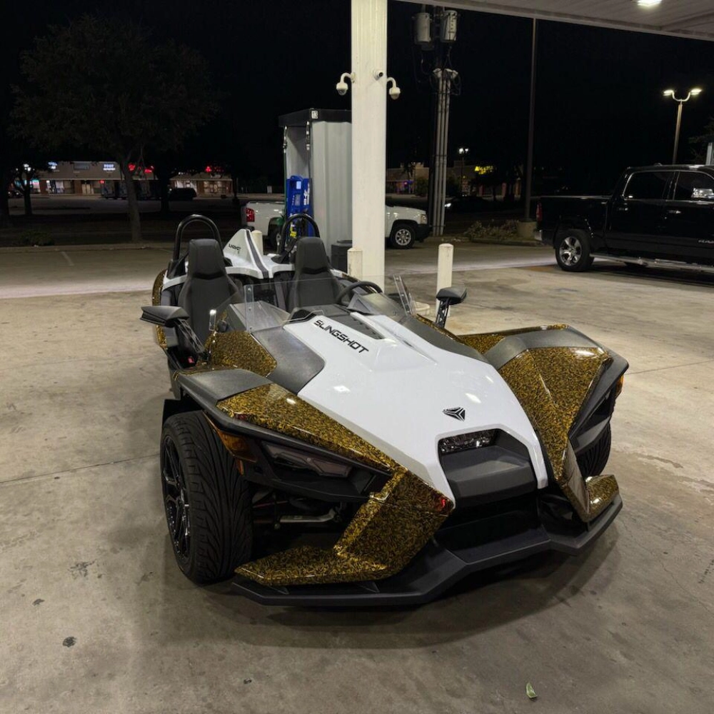 Super Gloss Black Gold Carbon Car Vinyl  Wrap