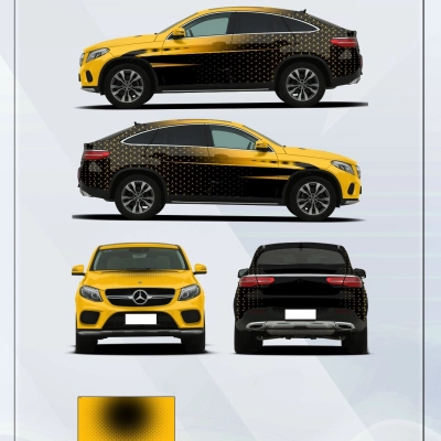 Gle Yellow Mercedes Customized Car Vinyl Wrap 01