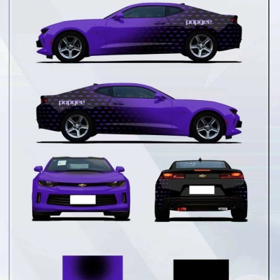 Purple And Black Customized Car Vinyl Wrap 01