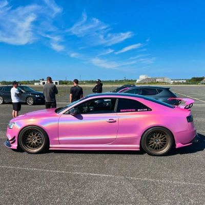 Rainbow Holographic Pink Car Vinyl Wrap 01