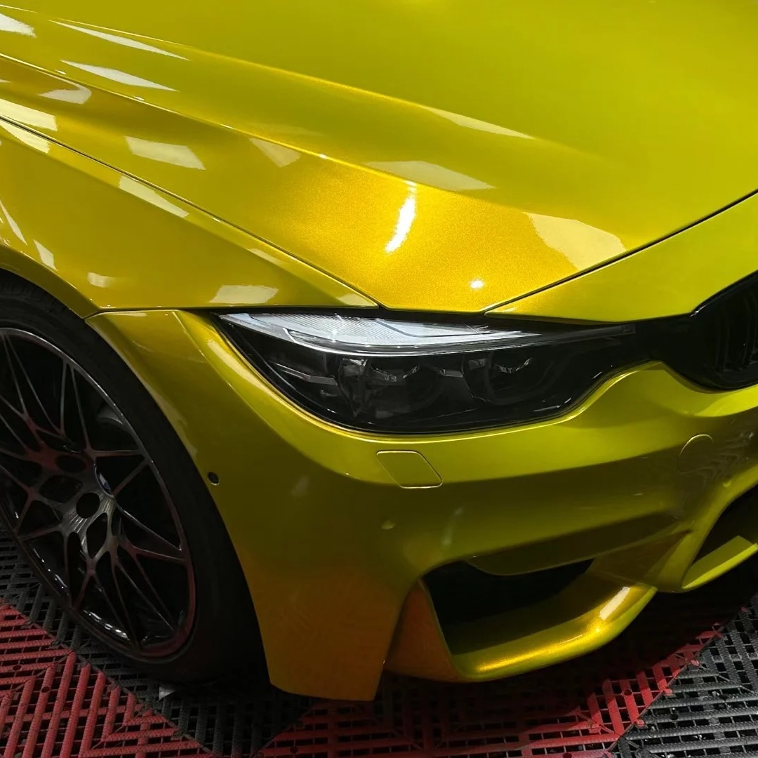 Super Bright Metallic Austin Yellow Car Vinyl Wrap